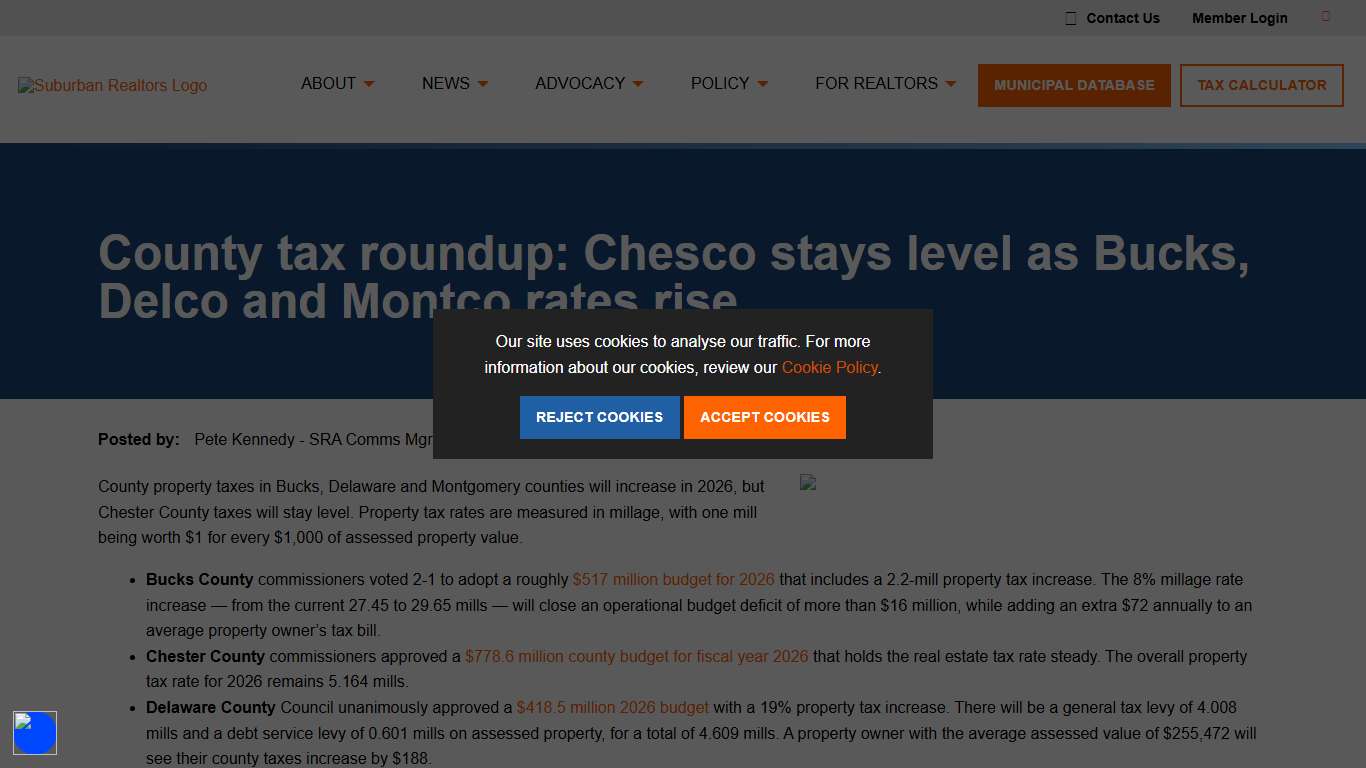 County tax roundup: Chesco stays level as Bucks, Delco and Montco rates rise - SRA: Suburban Realtors Alliance